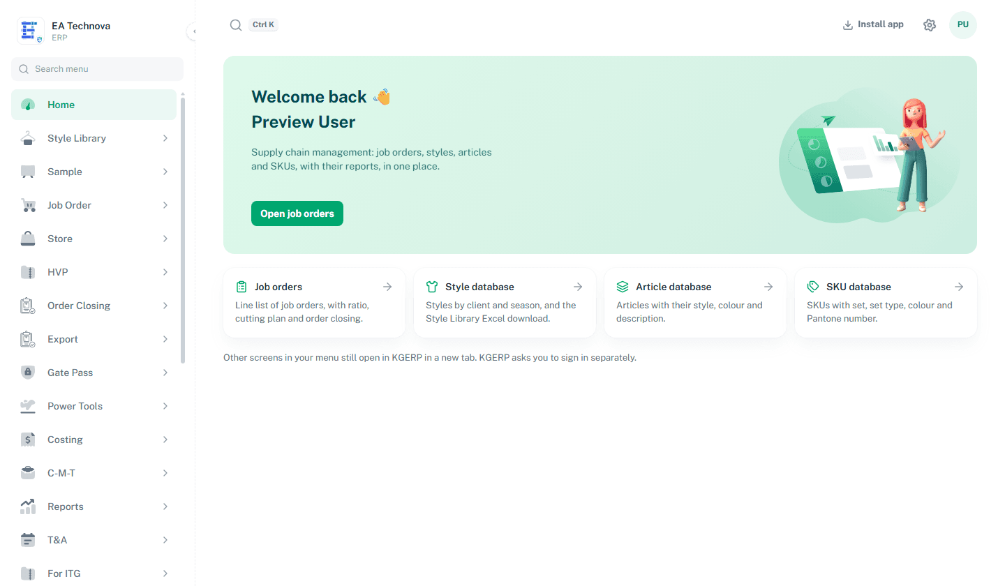 ERP finance overview on desktop