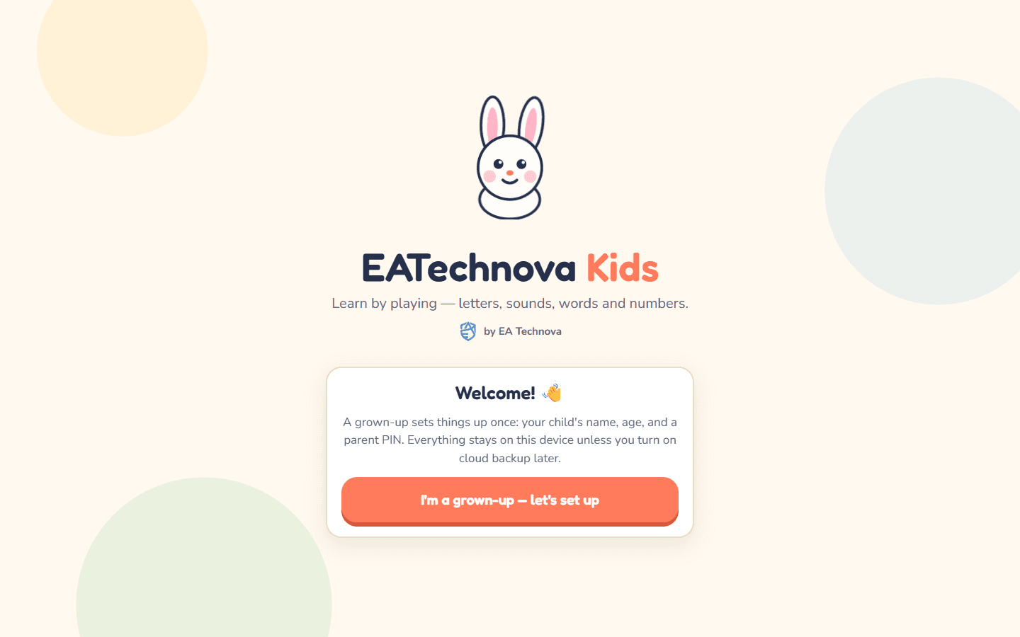 Kids dashboard on desktop